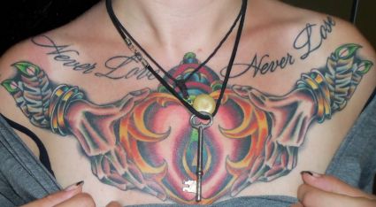 Love Pain Tattoo On Chest